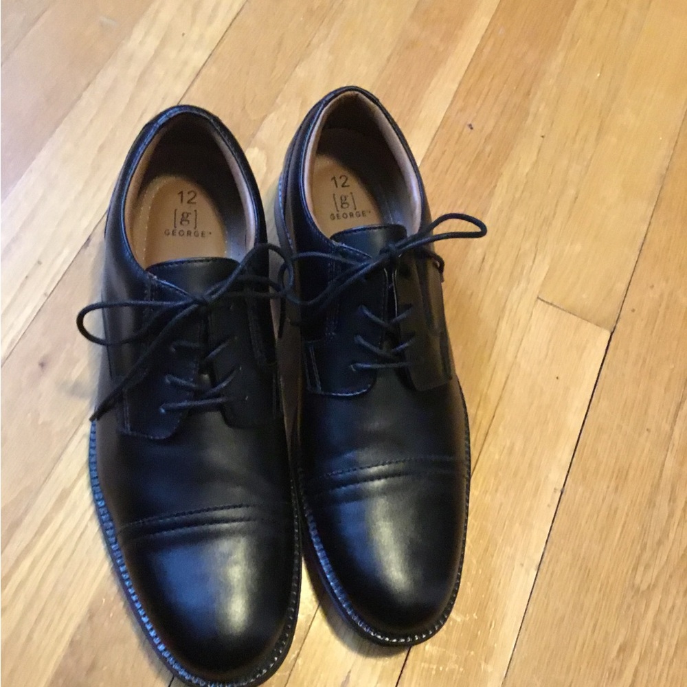 George Black Leather Lace-Up Oxford Dress Shoes